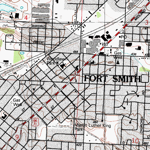 Topographic Map of Midland Mall Shopping Center, AR