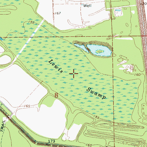 Topographic Map of Lewis Swamp, MS