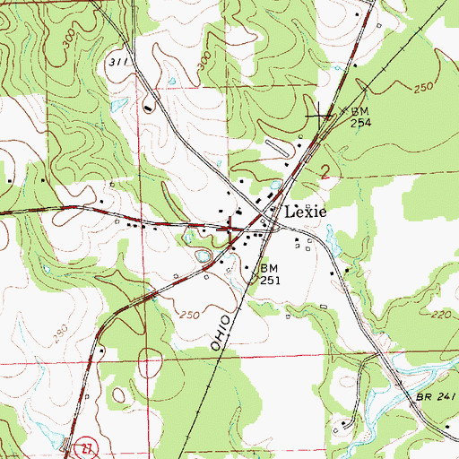 Topographic Map of Lexie, MS