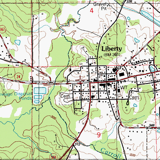 Topographic Map of Liberty, MS