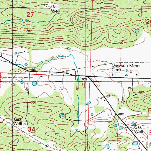 Topographic Map of Milltown Bridge, AR