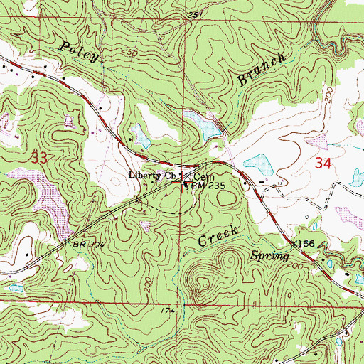 Topographic Map of Liberty Church, MS
