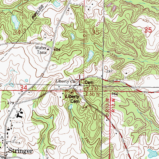 Topographic Map of Liberty Church, MS