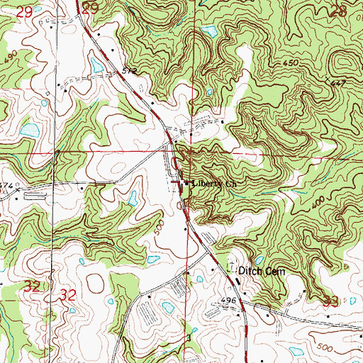 Topographic Map of Liberty Church, MS