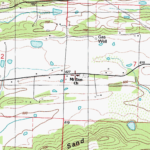 Topographic Map of Mount Zion Baptist Church, AR