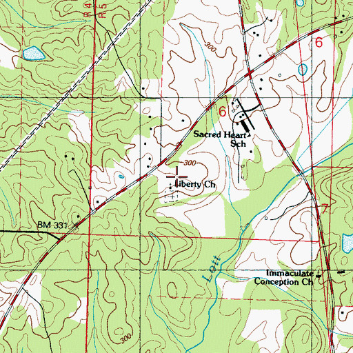 Topographic Map of Liberty Church, MS