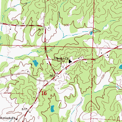 Topographic Map of Liberty Church, MS
