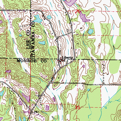 Topographic Map of Liberty Baptist Church, MS