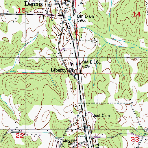 Topographic Map of Liberty Church, MS