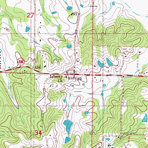 Topographic Map of Liberty Church, MS