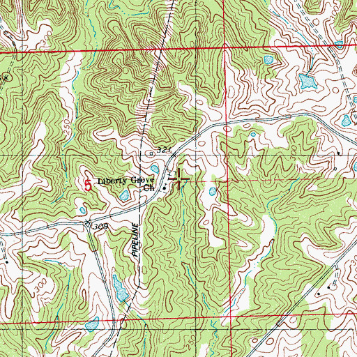 Topographic Map of Liberty Grove Cemetery, MS
