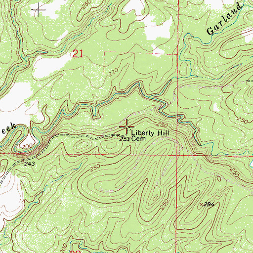 Topographic Map of Liberty Hill Cemetery, MS