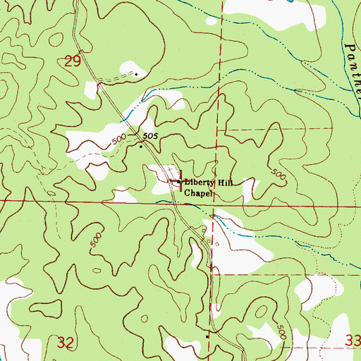 Topographic Map of Liberty Hill Methodist Church, MS