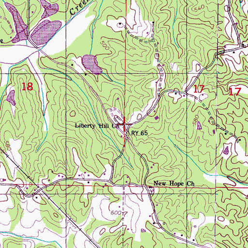 Topographic Map of Liberty Hill Church, MS