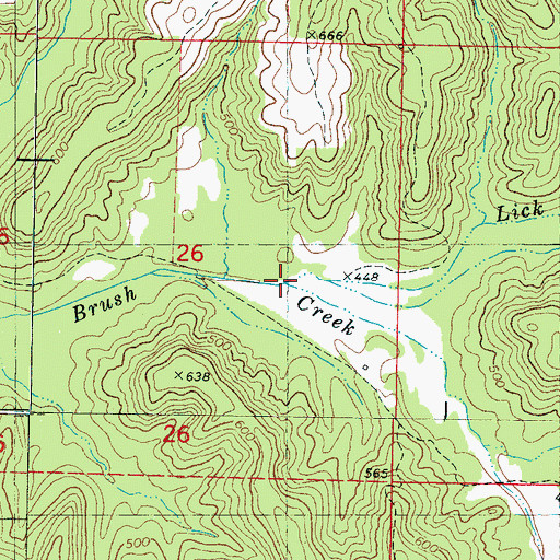 Topographic Map of Lick Branch, MS