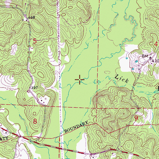 Topographic Map of Lick Branch, MS