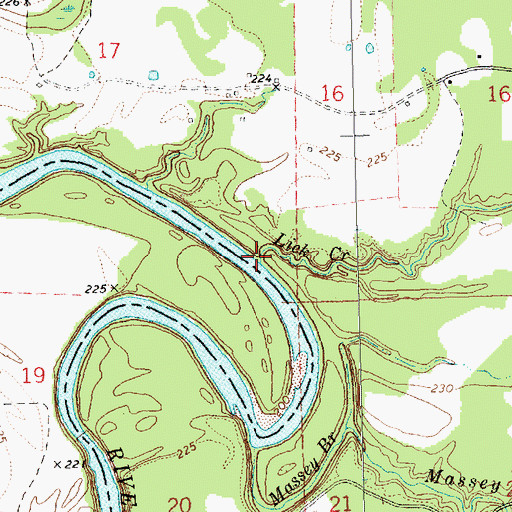 Topographic Map of Lick Creek, MS