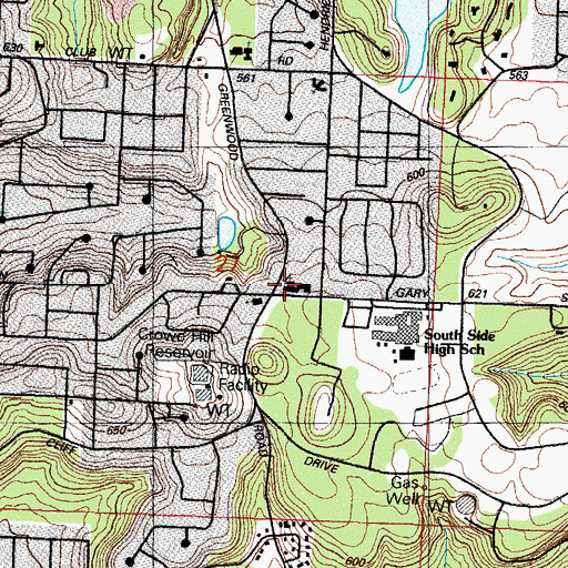 Topographic Map of Oak Cliff Baptist Church, AR