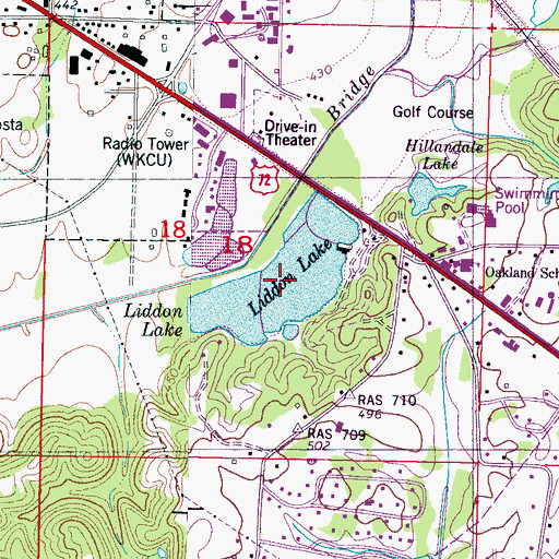 Topographic Map of Liddon Lake, MS