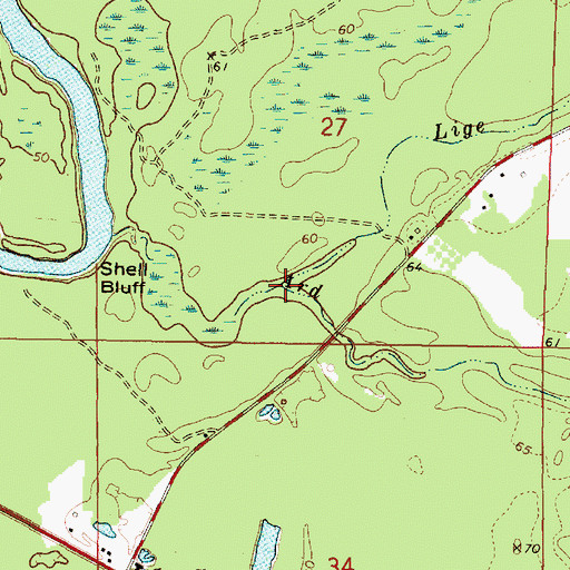 Topographic Map of Lige Branch, MS
