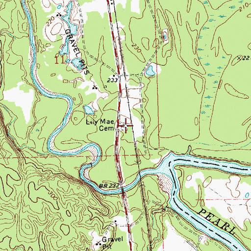 Topographic Map of Lily Mae Cemetery, MS