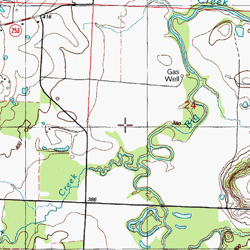 Topographic Map of Ewing Gas Field, AR