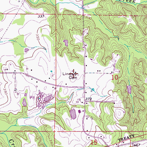 Topographic Map of Lindsey Cemetery, MS