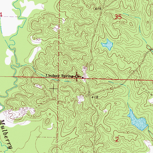 Topographic Map of Lindsey Spring Church, MS