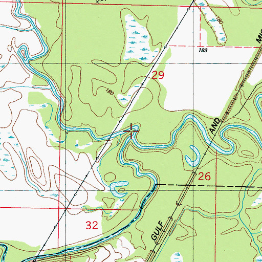 Topographic Map of Line Creek, MS