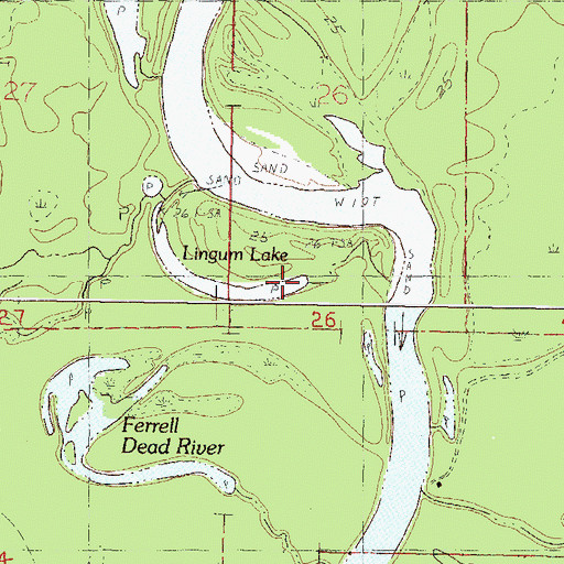 Topographic Map of Lingum Lake, MS