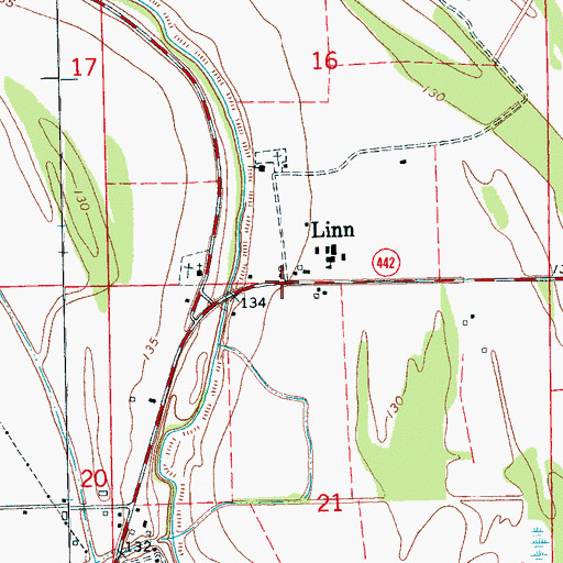 Topographic Map of Linn, MS