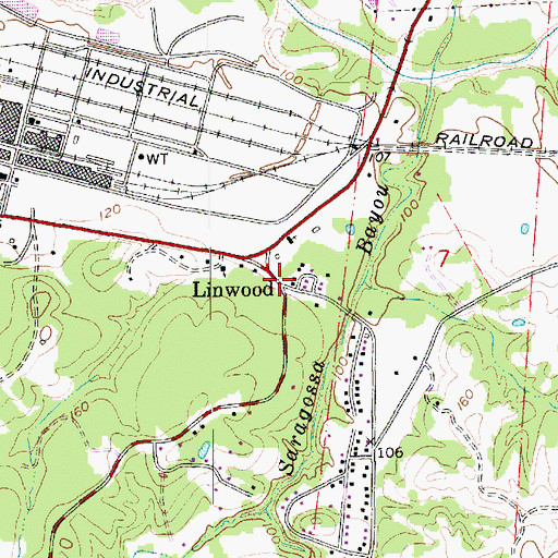 Topographic Map of Linwood, MS