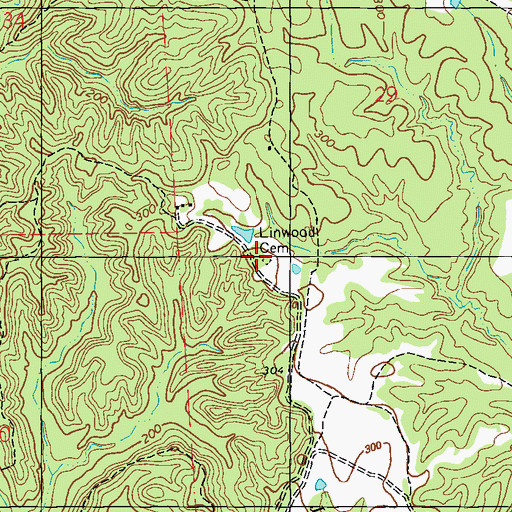 Topographic Map of Linwood Cemetery, MS