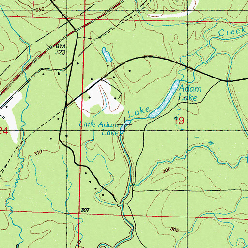 Topographic Map of Little Adam Lake, MS