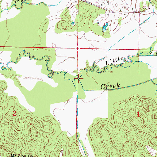 Topographic Map of Little Apookta Creek, MS