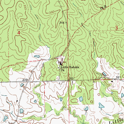 Topographic Map of Little Bahala Church, MS