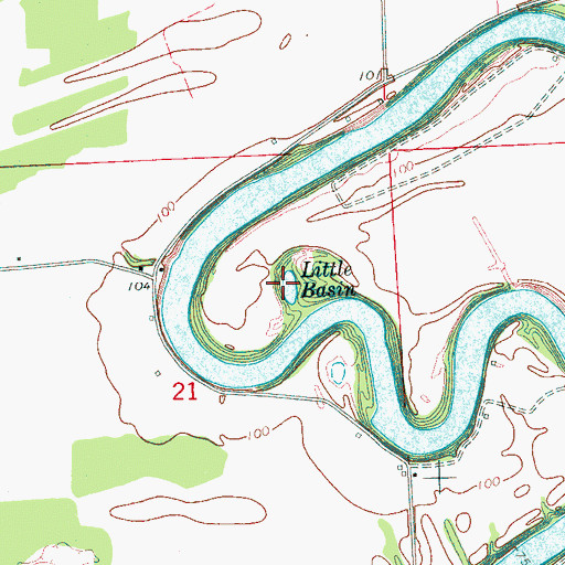 Topographic Map of Little Basin, MS