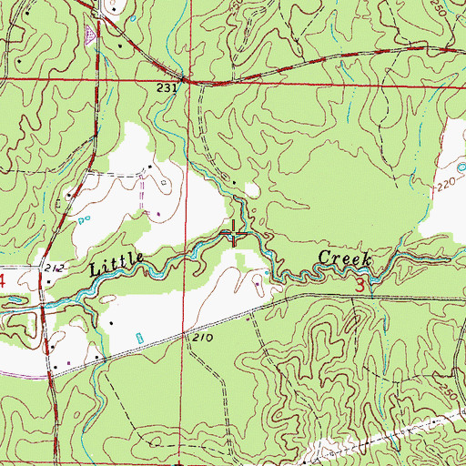 Topographic Map of Little Bay Creek, MS