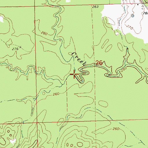 Topographic Map of Little Beaverdam Creek, MS