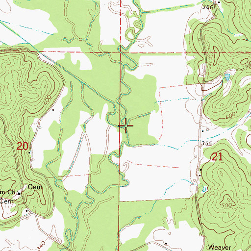 Topographic Map of Little Briar Creek, MS