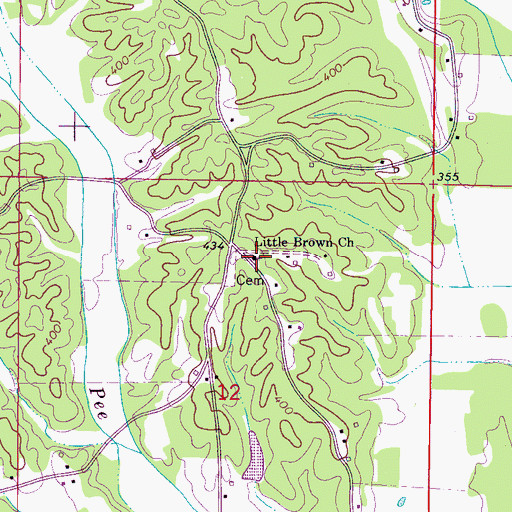 Topographic Map of Little Brown Church, MS