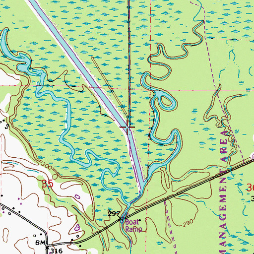 Topographic Map of Little Brown Creek, MS