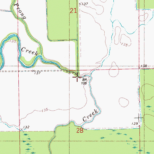 Topographic Map of Little Brushy Creek, MS