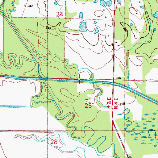 Topographic Map of Little Cane Creek, MS