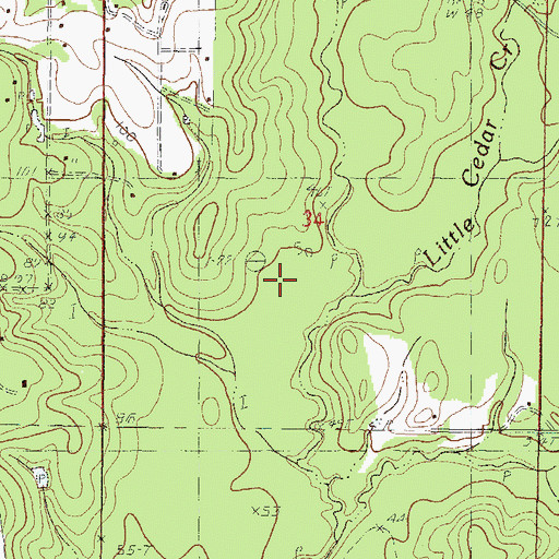 Topographic Map of Little Cedar Creek, MS