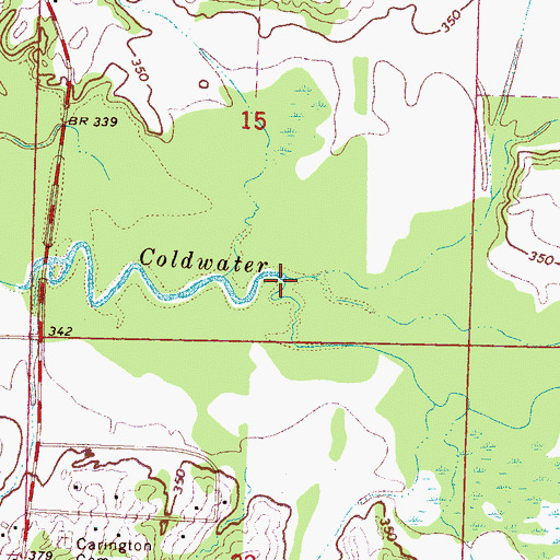 Topographic Map of Little Coldwater Creek, MS