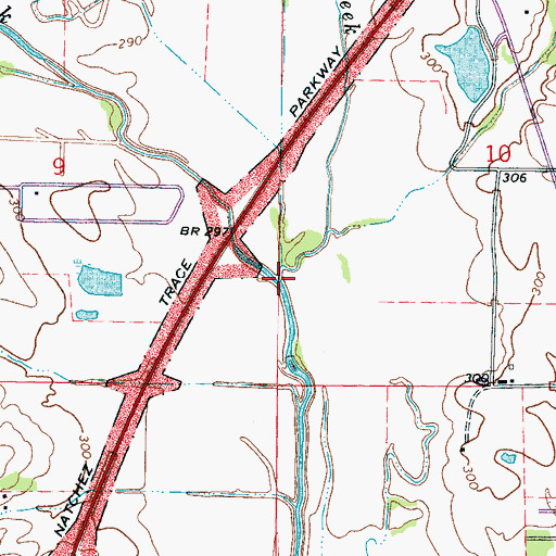 Topographic Map of Little Coonewah Creek, MS