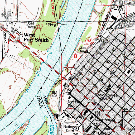 Topographic Map of Riverfront Park, AR