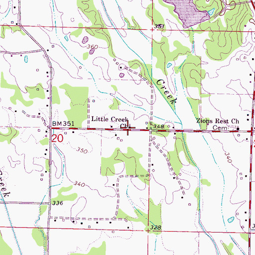 Topographic Map of Little Creek Church, MS