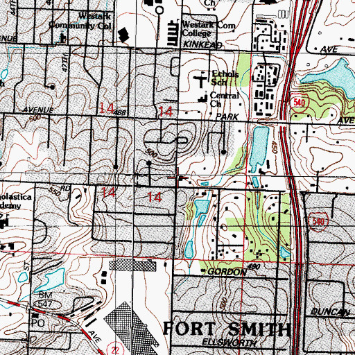 Topographic Map of Saint Luke Lutheran Church, AR
